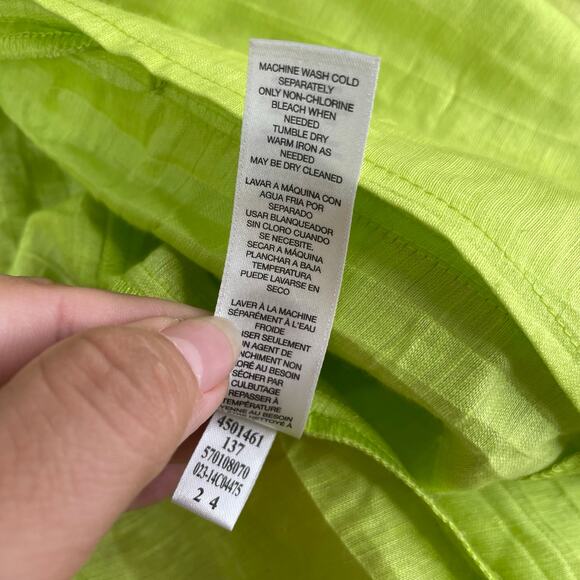 Chico's Lime Green Linen Blend Crinkle Embroidered Open Jacket Women's 3 (XL/16) - Picture 12 of 15